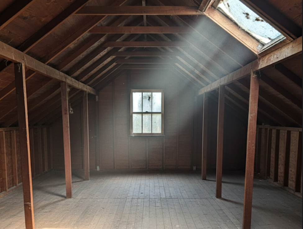 Empty and swept attic in Owensboro after junk removal service