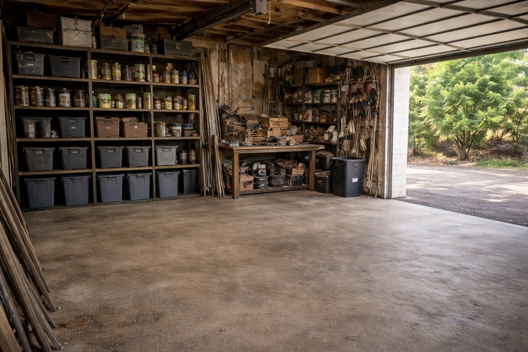 Empty clean garage floor after junk removal service Owensboro